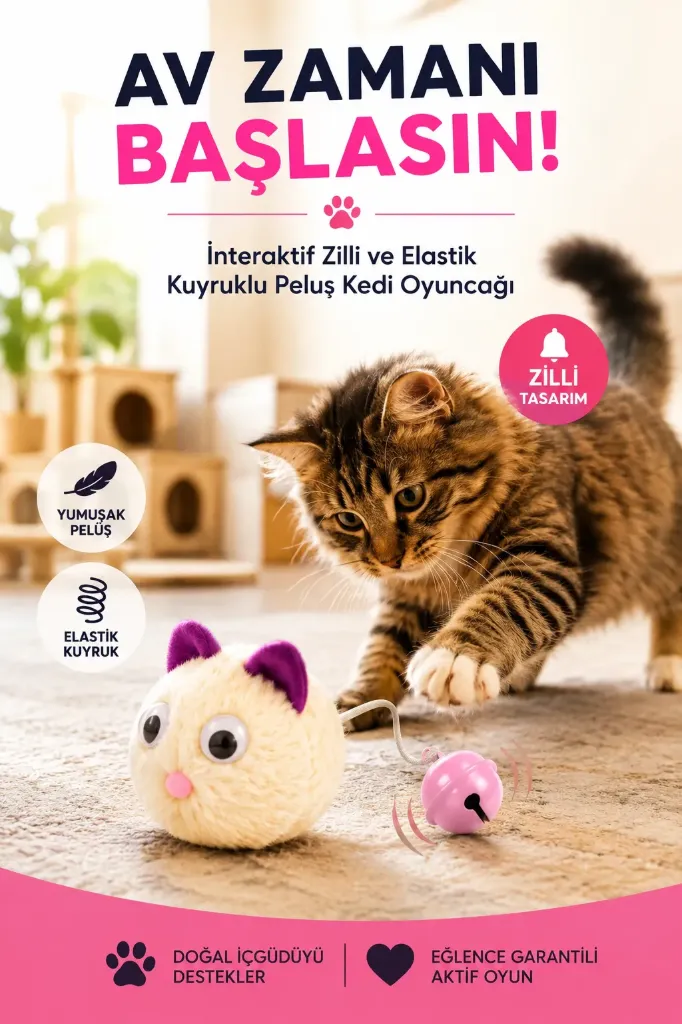 Kedi Oyuncak Zilli Peluş Oyuncak *500