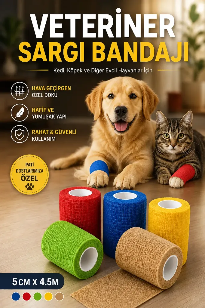 Kedi Köpek Sargı Bandaj Bant 5x4.5 Metre