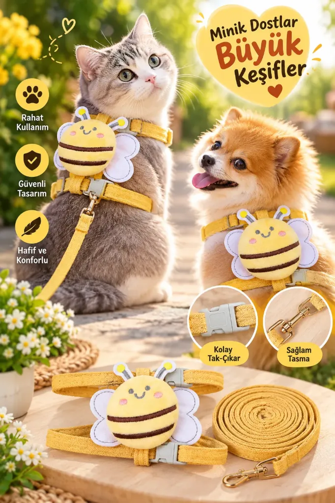 Kedi Köpek Gezdirme Göğüs Tasma Arı Model