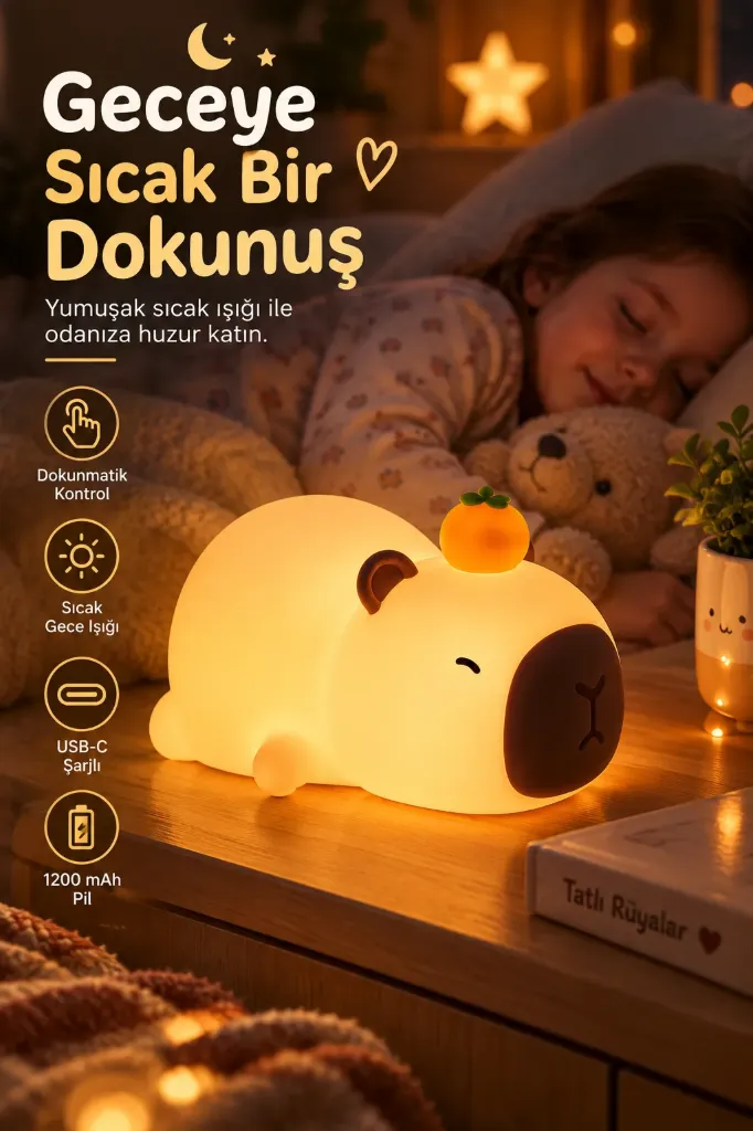 [FBS-2039] Silikon Dokunmatik Capybara Gece Lambası
