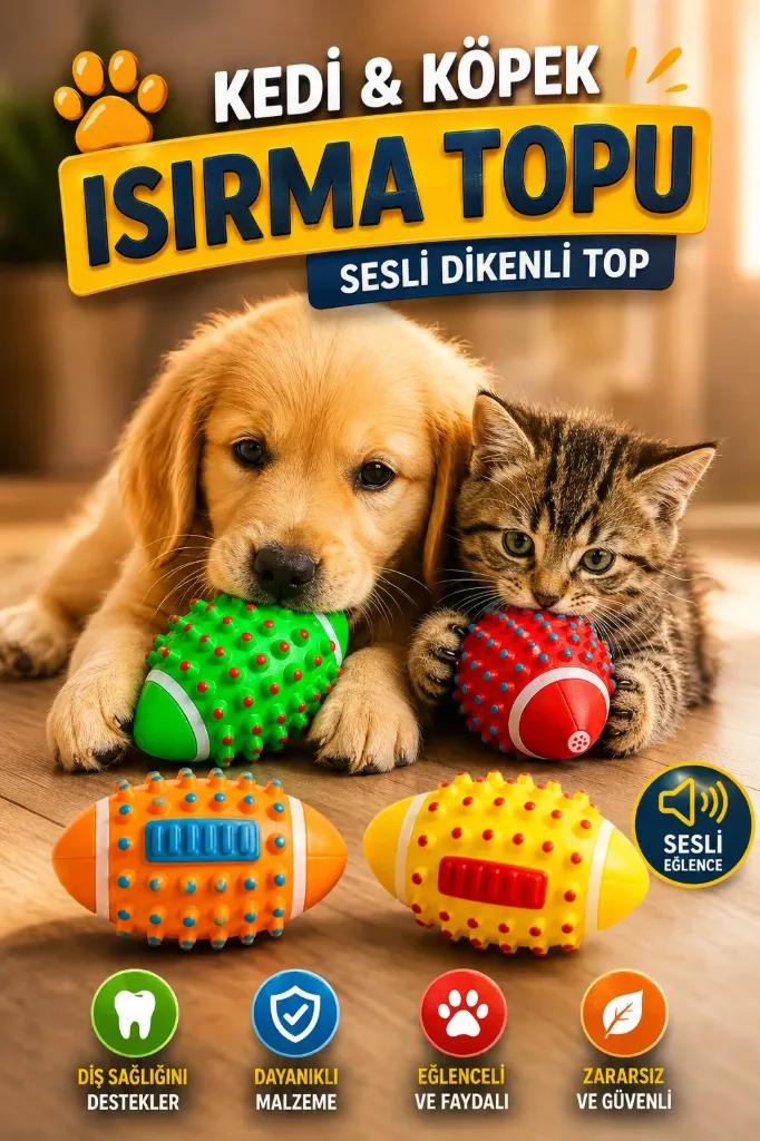 Kedi&Köpek Isırma Topu Sesli Dikenli Top