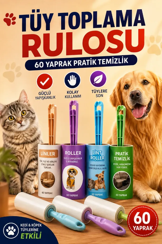 [FBS-176] Yapışkanlı Tüy Toplama Rulosu 60 Yaprak *200