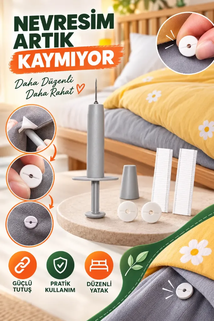 Yorgan Kılıfı ve Çarşaf Sabitleyici Düğme Seti