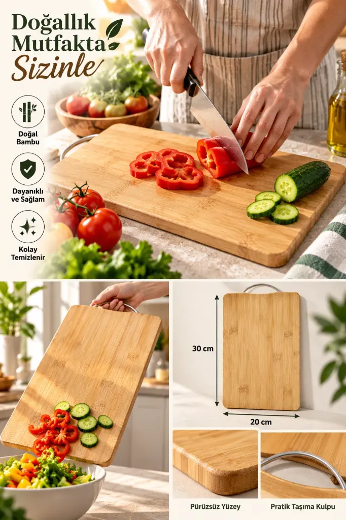 [FBS-298] Bambu Ahşap Kesme Tahtası Küçük 30x20 *30