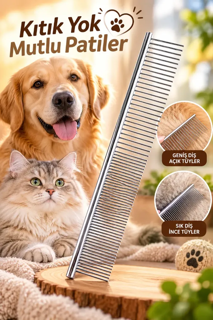 Kedi Köpek Kıtık Açıcı 2 Açılı Metal Tarak