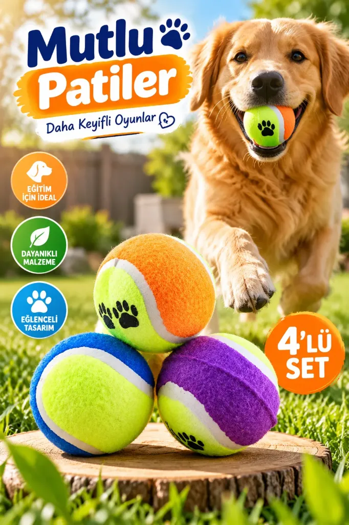 Kedi Köpek Isrıma Beyzbol Topu 4 lü Set
