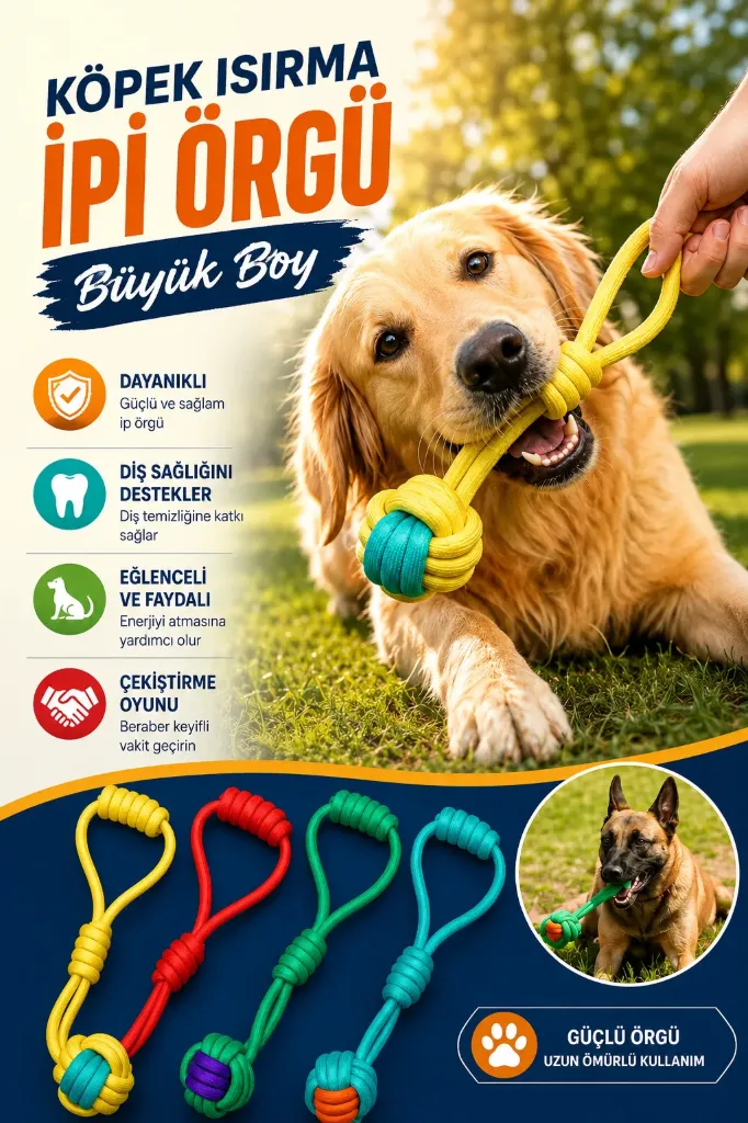 Köpek Isırma İpi Örgü Büyük