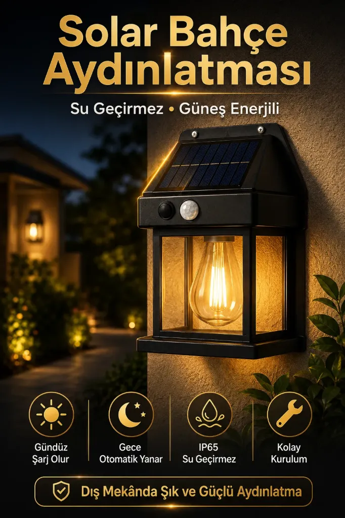 Ampül Moldel Solar Duvar Lambası Dış Cephe