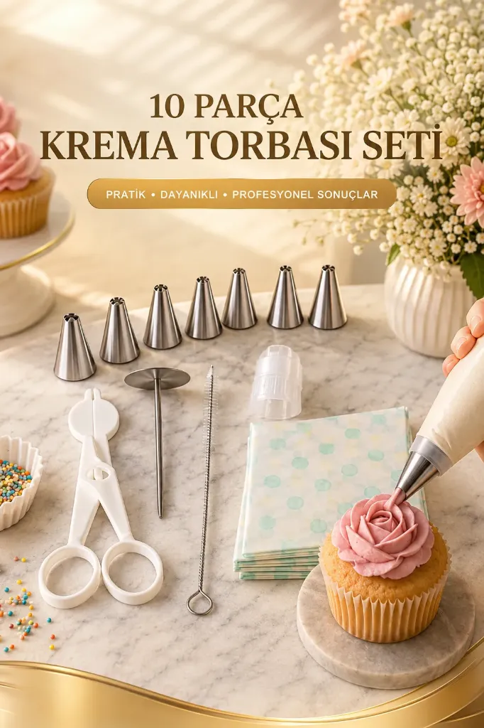 [FBS-451] 10 Parça Krema Torbalı Pasta Malzeme Seti *144