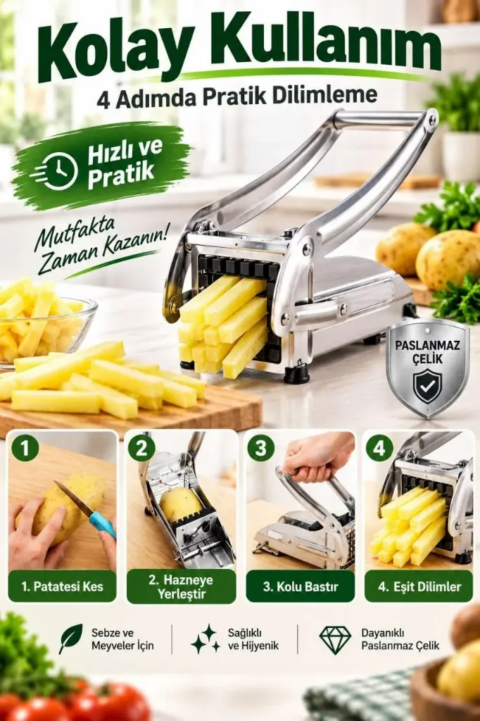 Metal Döküm Patates Doğrayıcı Manuel