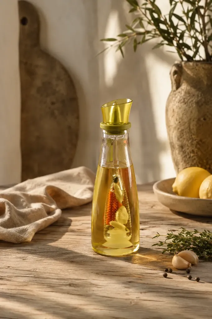 500 Ml Bitki Hazneli Cam Yağlık