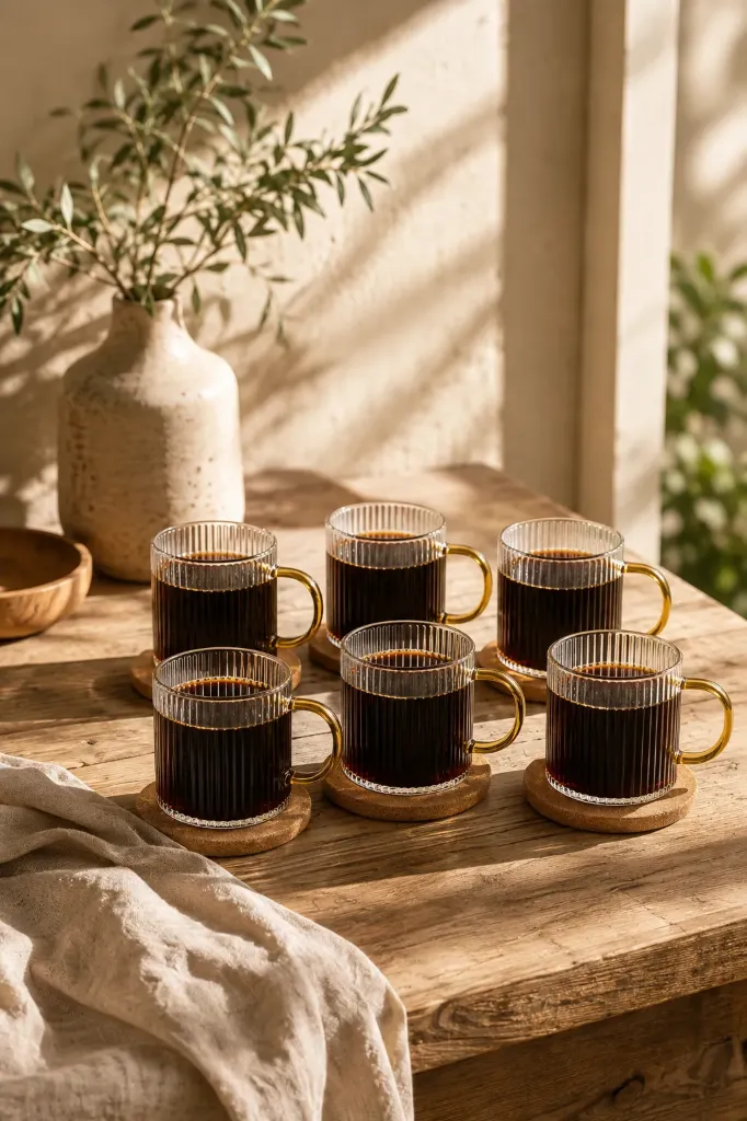 Altın Kulplu Kahve Bardağı 6 Lı Set 130 ml