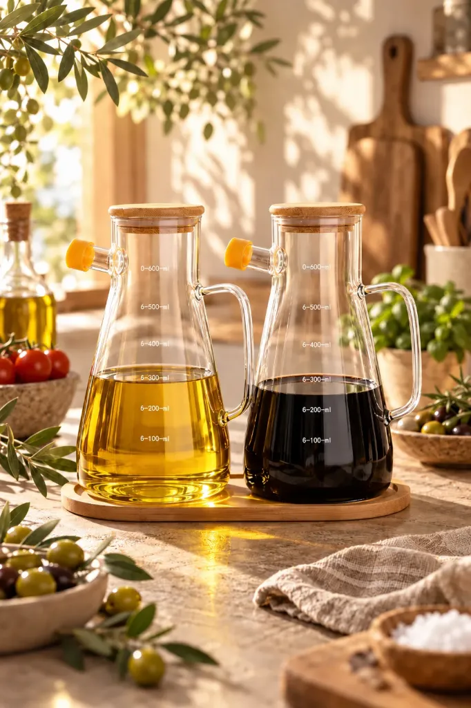 [FBS-690] Borasilikat Bambu Kapaklı Yağlık 900 Ml *24