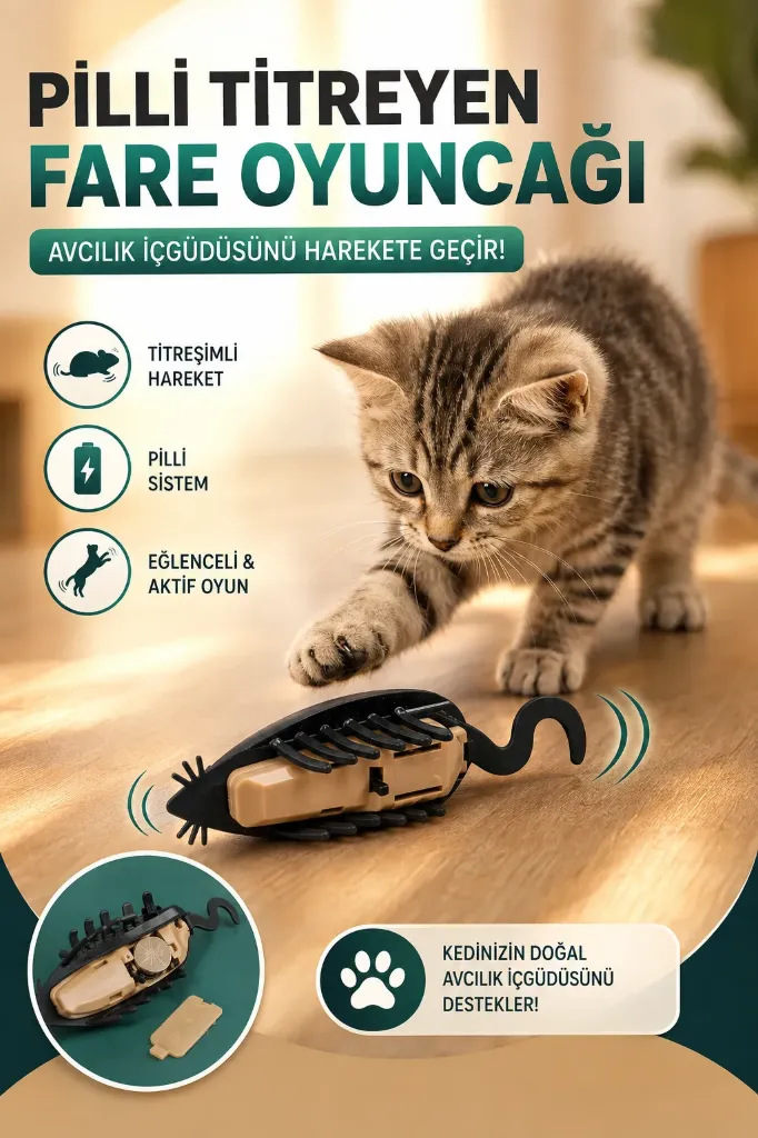 Kedi Oyuncağı Pilli Titreyen Fare Model *288