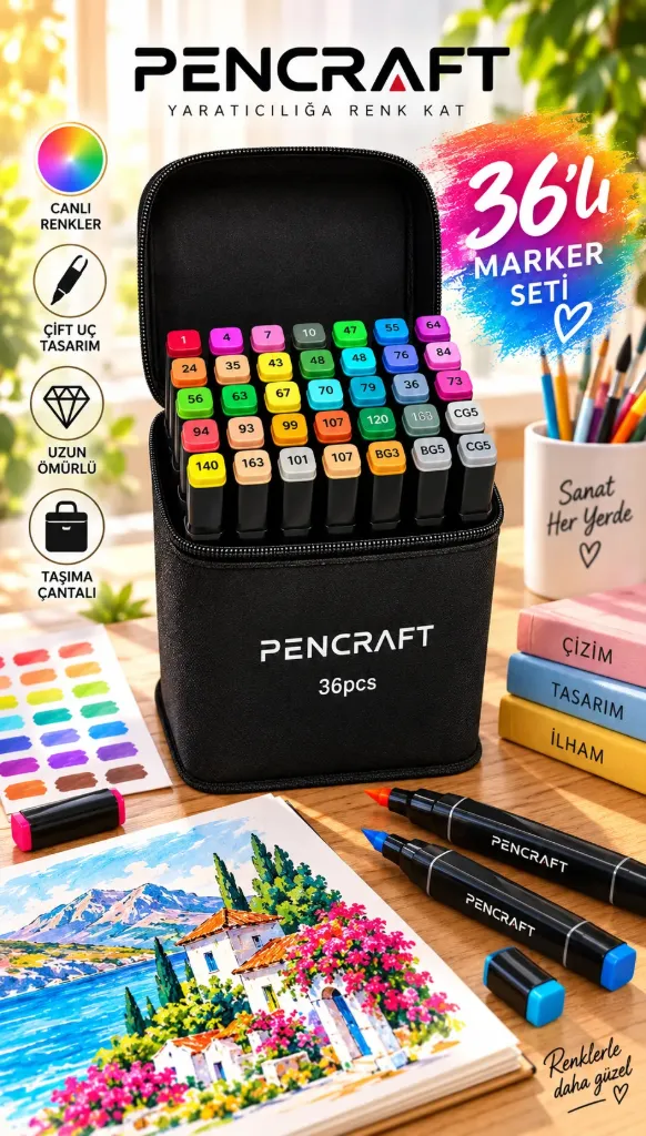 Pencraft Marker Boyama Kalemi 36 Lı Çantalı