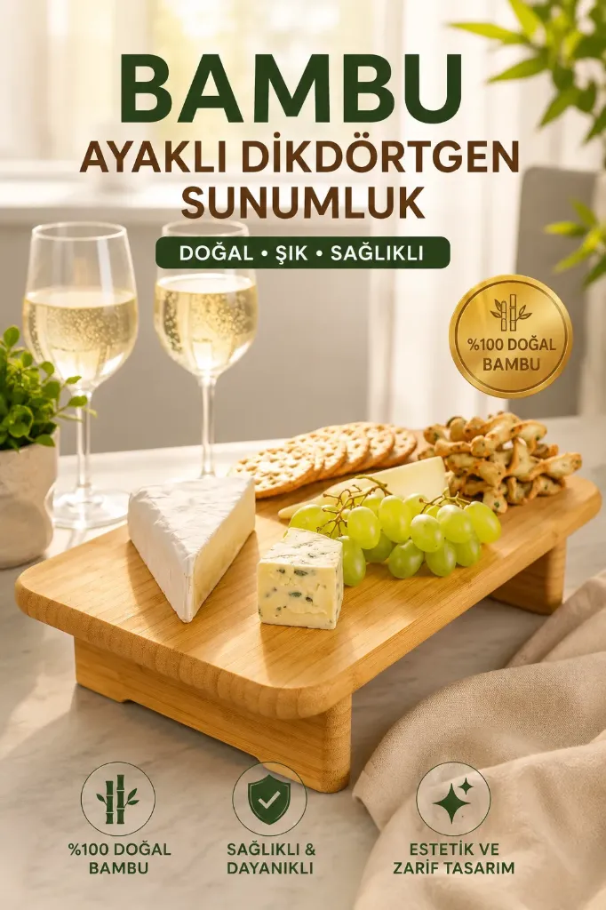Bambu Ayaklı Sunumluk Dikdörtgen