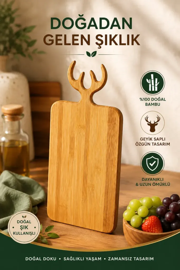 Bambu Geyik Model Kesme Tahtası Dikdörtgen