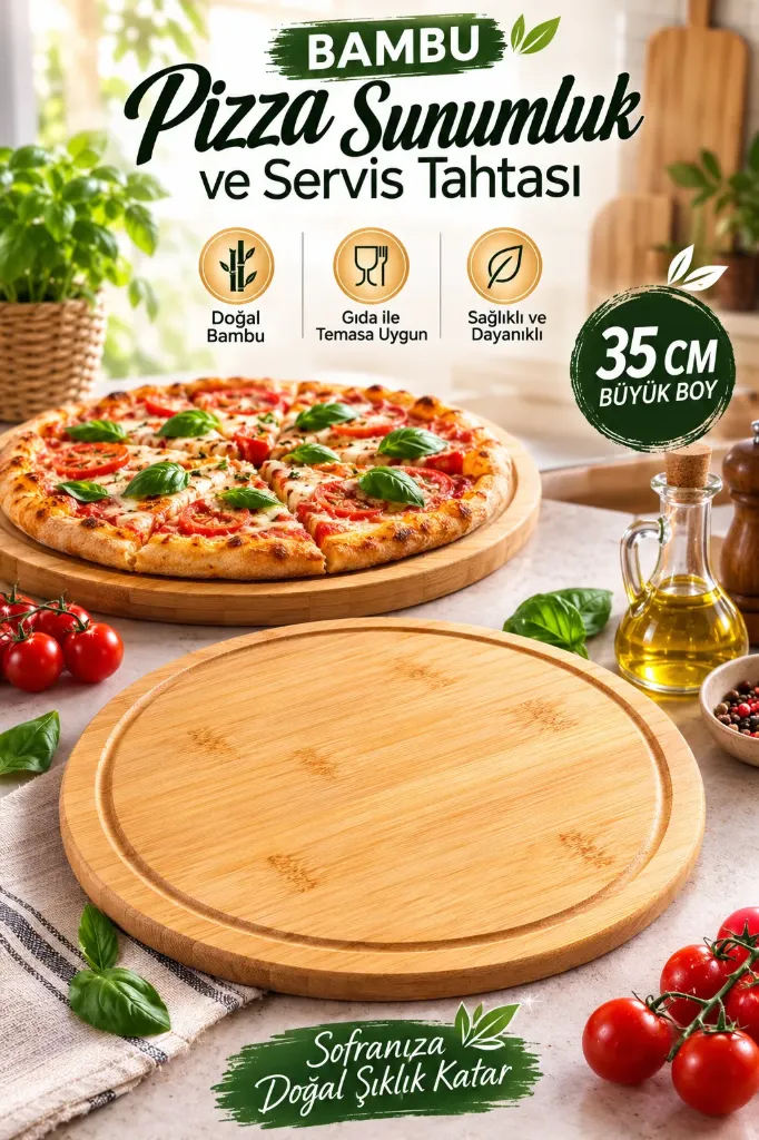 [FBS-768] Bambu Altı Dönerli Pizza Sunumluk 35 Cm Büyük *12