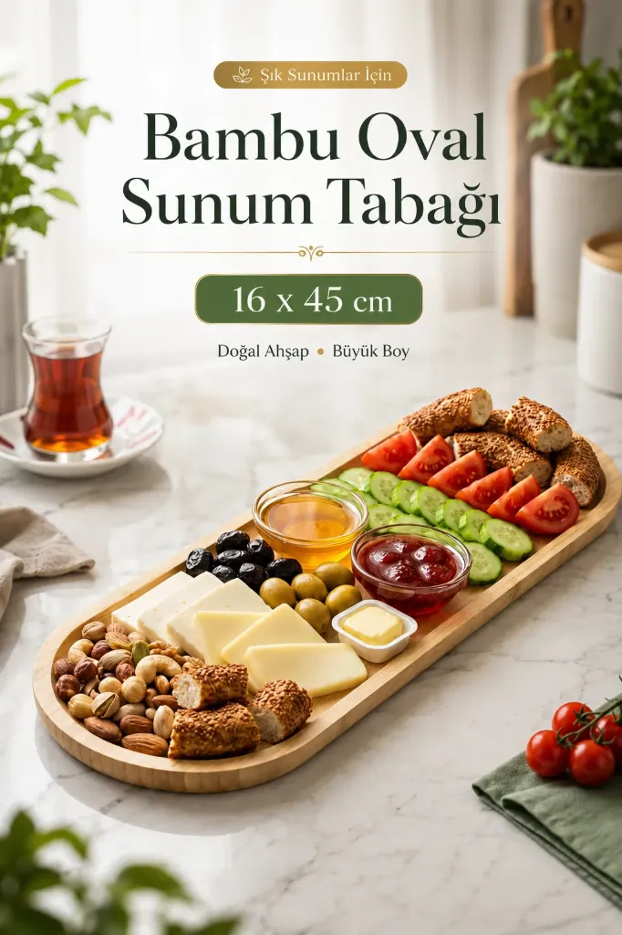 Bambu Oval Tabak Sunumluk Büyük Boy *36