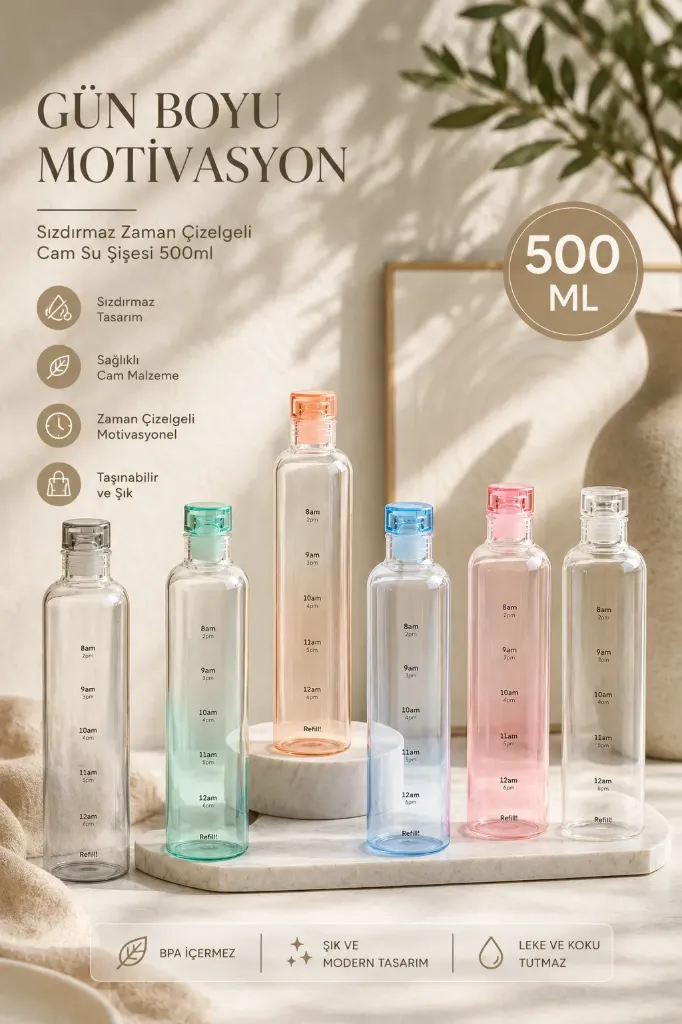 Motivasyon Cam Su Matarası 0.50 ml *60