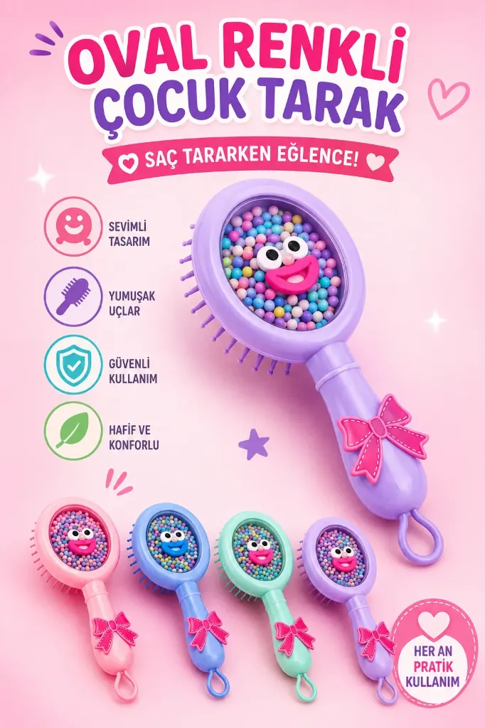 Oval Renkli Çocuk Tarak