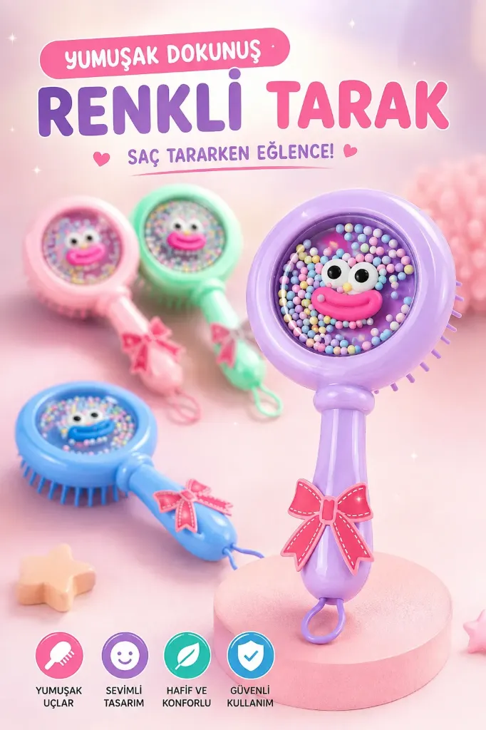 Yuvarlak Renkli Çocuk Tarak