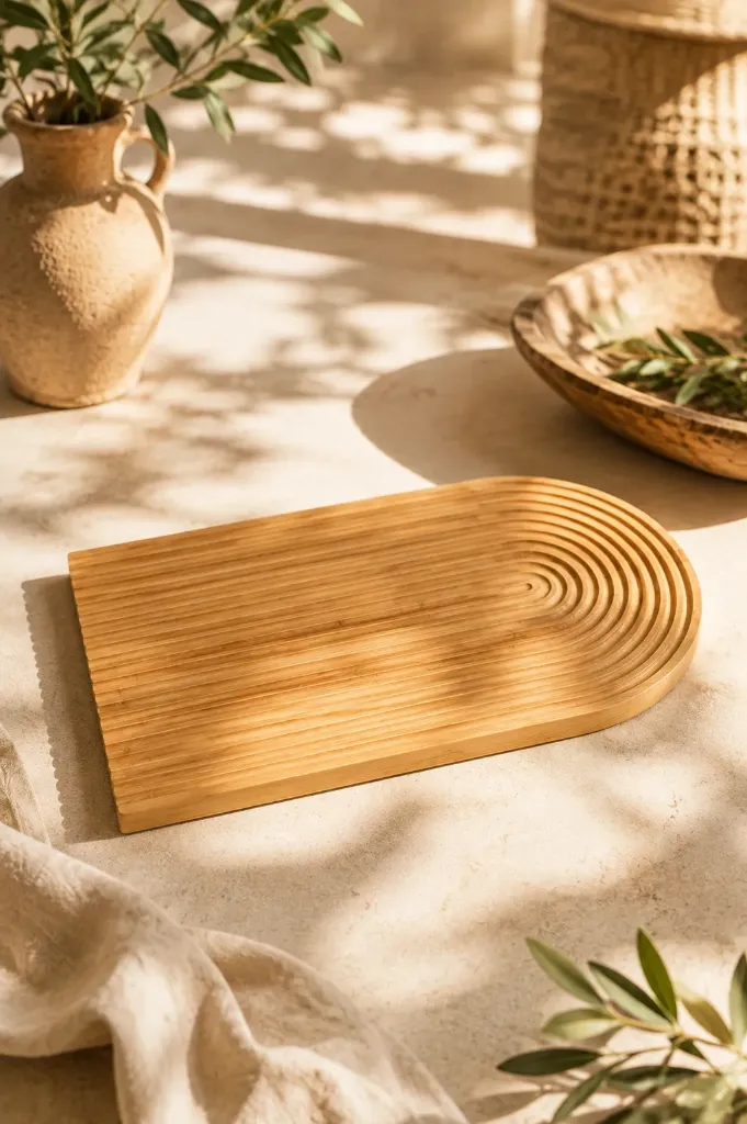Bambu Çizgili Oval Sunumluk 33x25