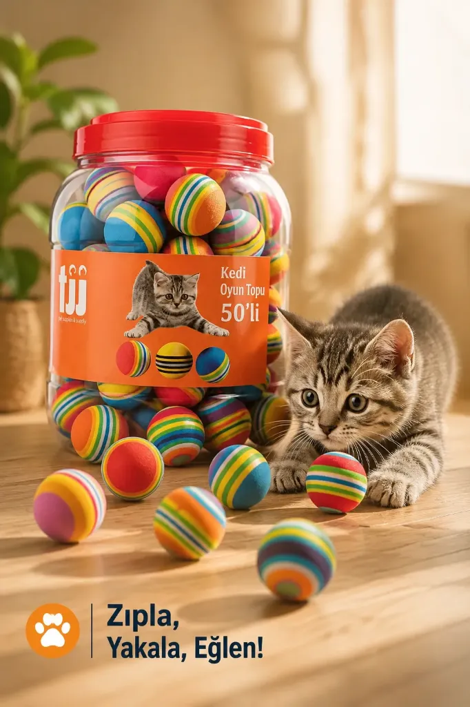 Kedi Oyuncak 50 Li Top Kavanozu